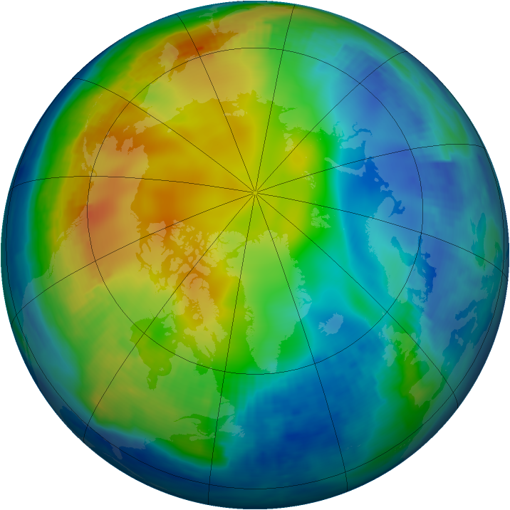 Arctic ozone map for 05 December 1996